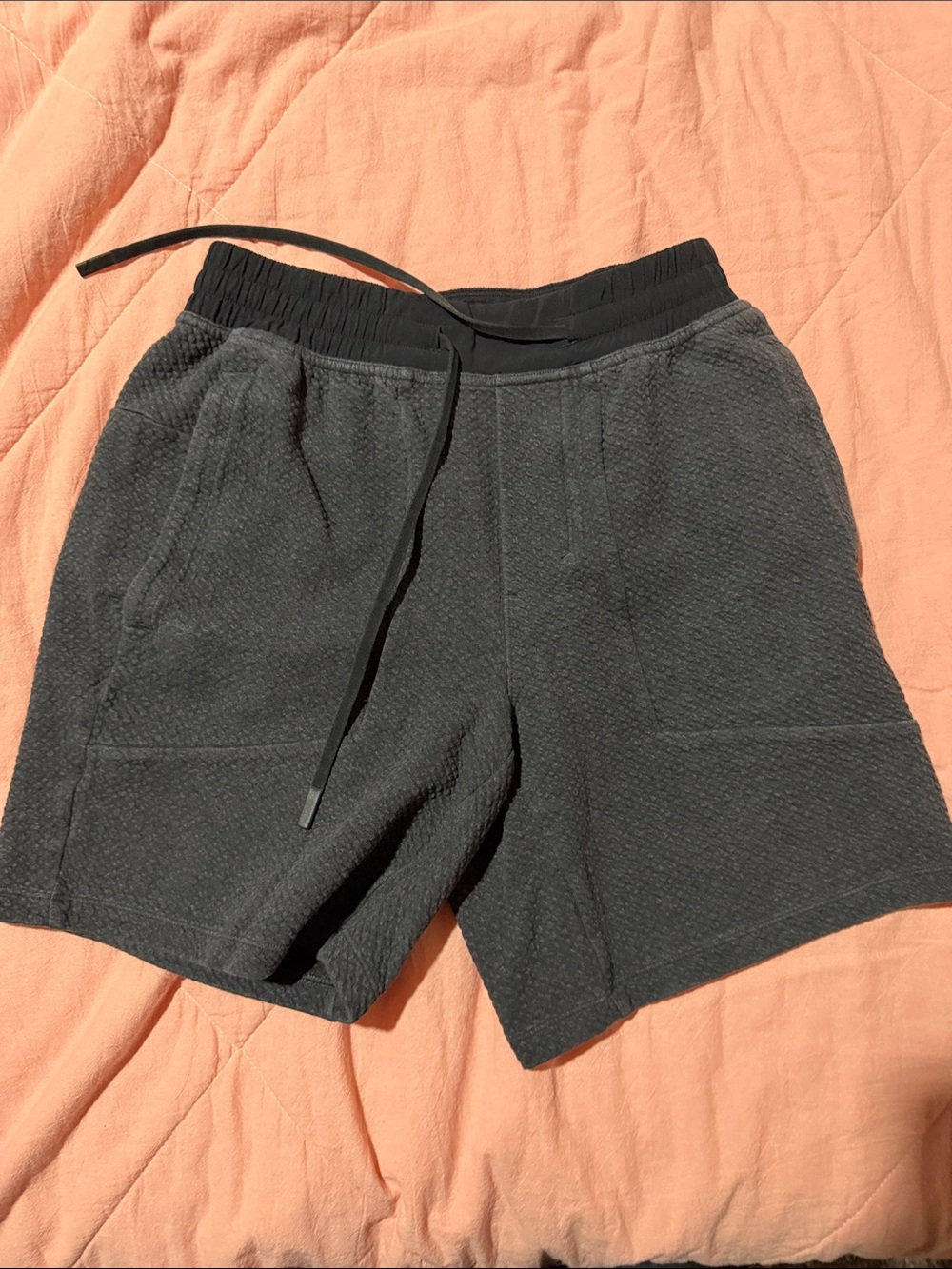 lululemon athletica Men's Black Textured Knit Athletic Shorts